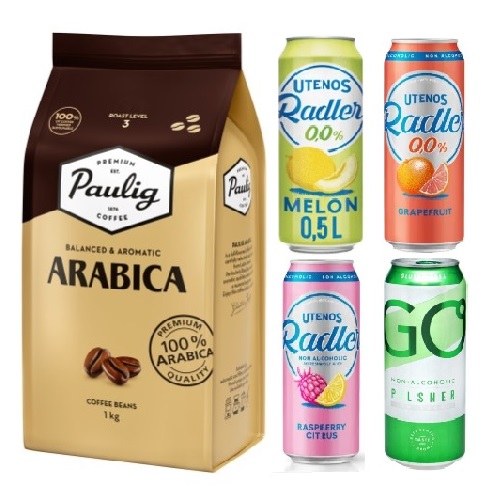 Кофе зерно и 4 банки пива